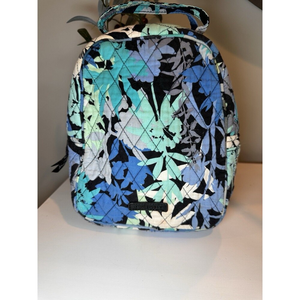 Vera Bradley Quilted Blue Floral Insulated Lunch Bag Lunch Tote with Handle